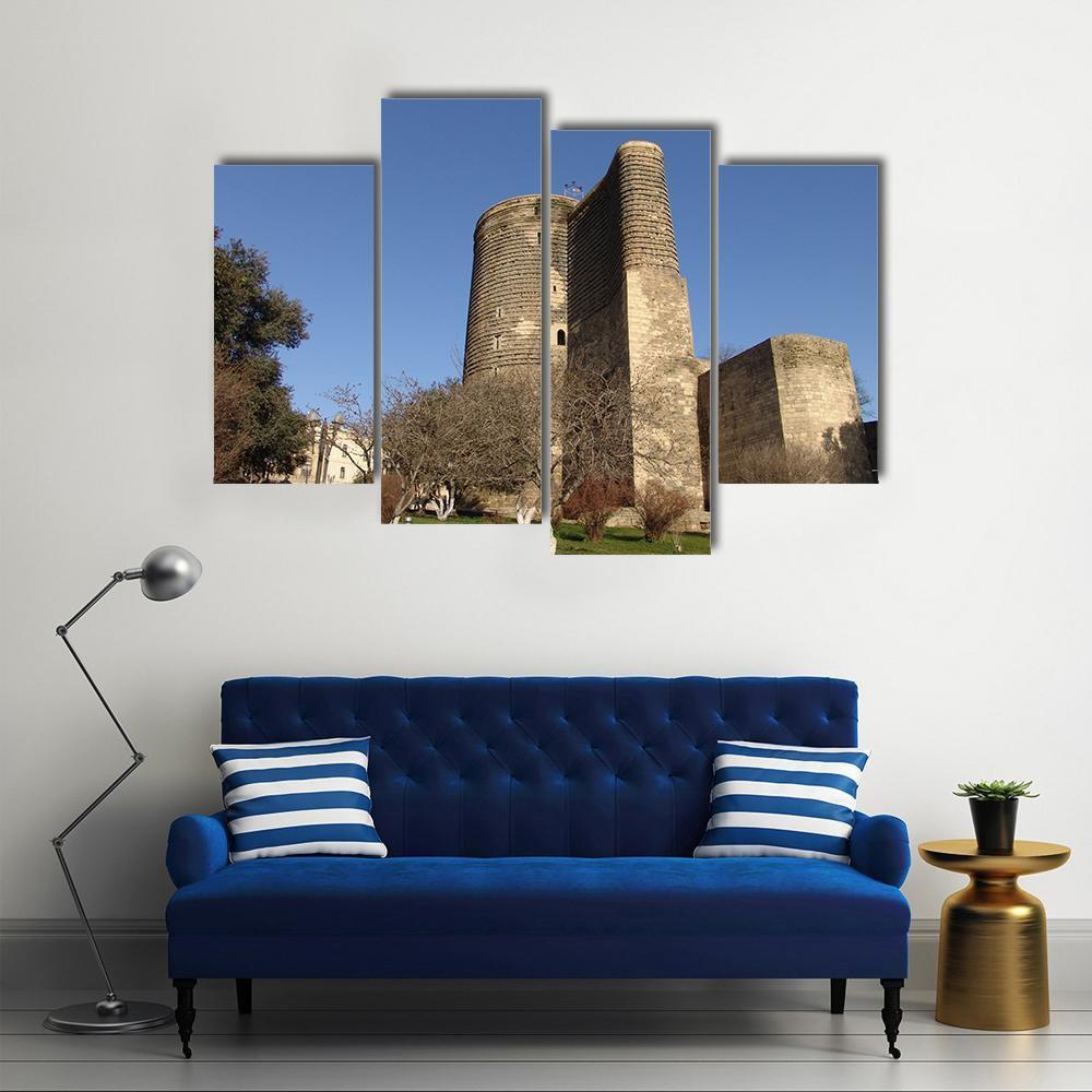 Maiden Tower Azerbaijan Canvas Wall Art-4 Pop-Gallery Wrap-50" x 32"-Tiaracle