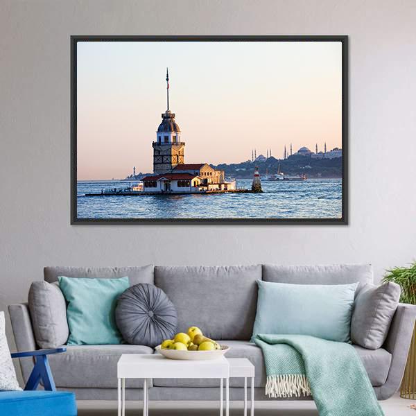 Maiden Tower Istanbul Canvas Wall Art-3 Horizontal-Gallery Wrap-25" x 16"-Tiaracle