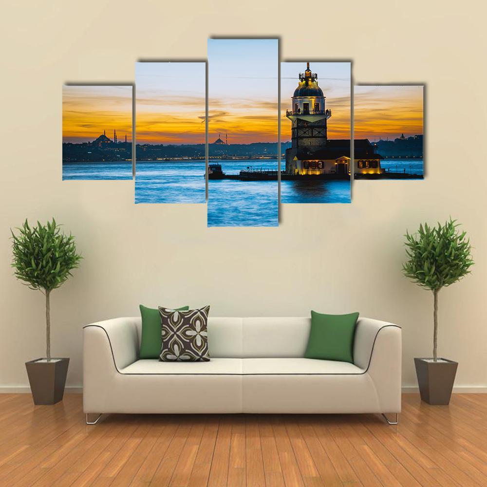 Maiden Tower At Sunset Canvas Wall Art-5 Star-Gallery Wrap-62" x 32"-Tiaracle