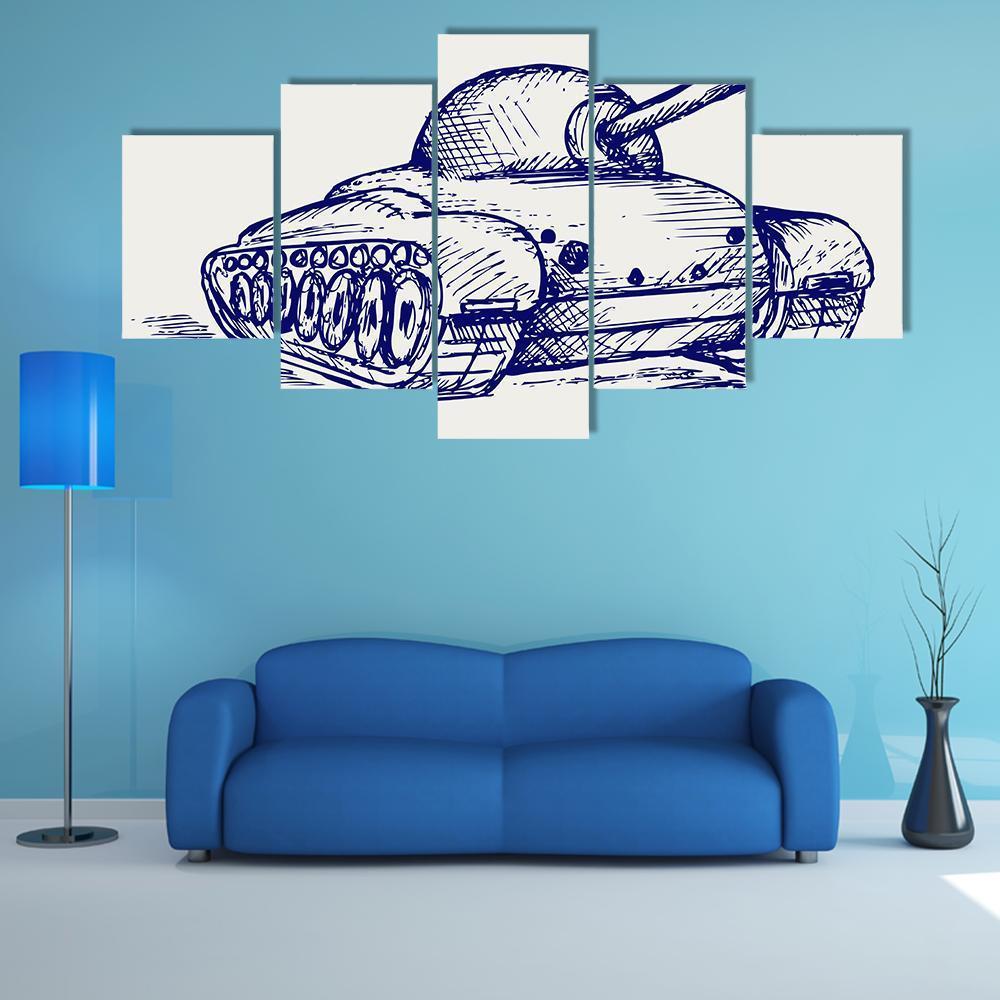 Main Battle Tank Canvas Wall Art-5 Star-Gallery Wrap-62" x 32"-Tiaracle
