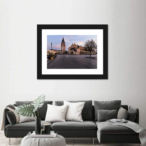 Main Square Of Krakow Canvas Wall Art-1 Piece-Framed Print-20" x 16"-Tiaracle