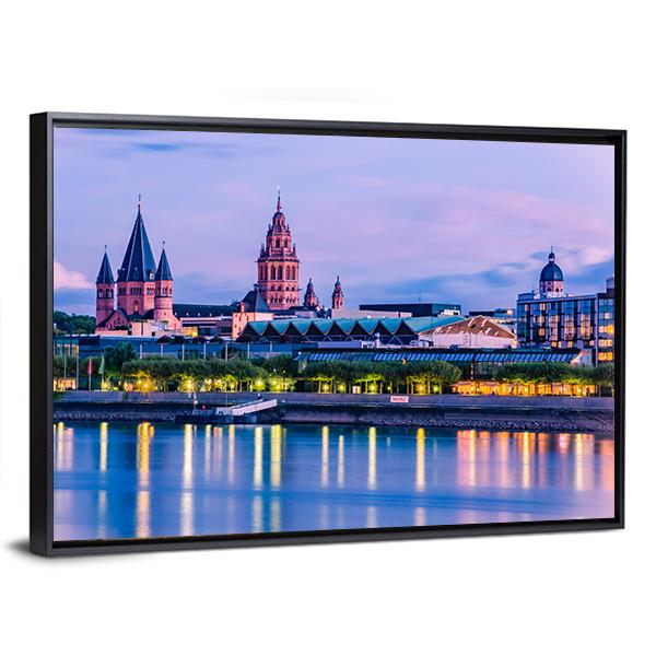 Mainz Cityscape Canvas Wall Art-3 Horizontal-Gallery Wrap-25" x 16"-Tiaracle