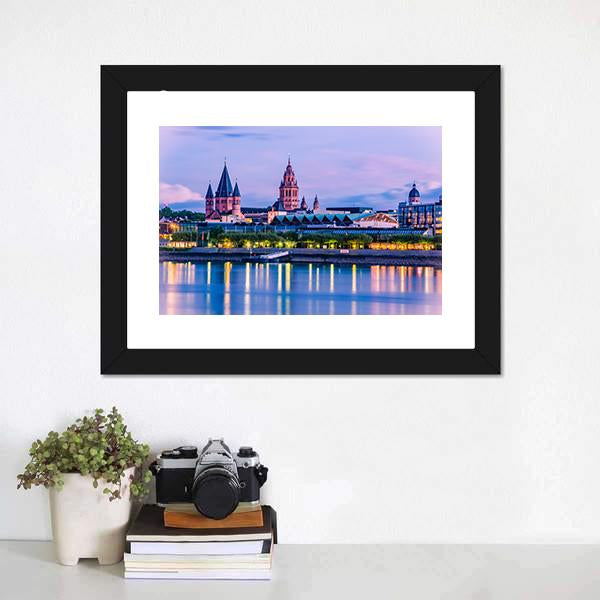 Mainz Cityscape Canvas Wall Art-1 Piece-Framed Print-20" x 16"-Tiaracle