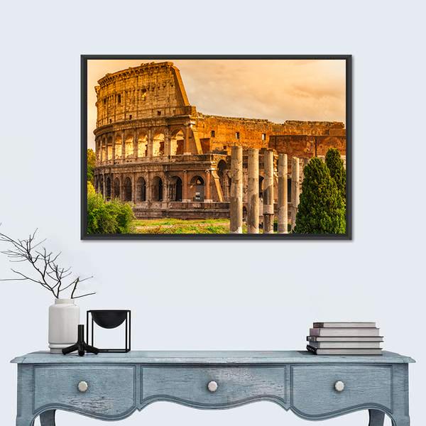 Majestic Coliseum Italy Canvas Wall Art-5 Horizontal-Gallery Wrap-22" x 12"-Tiaracle