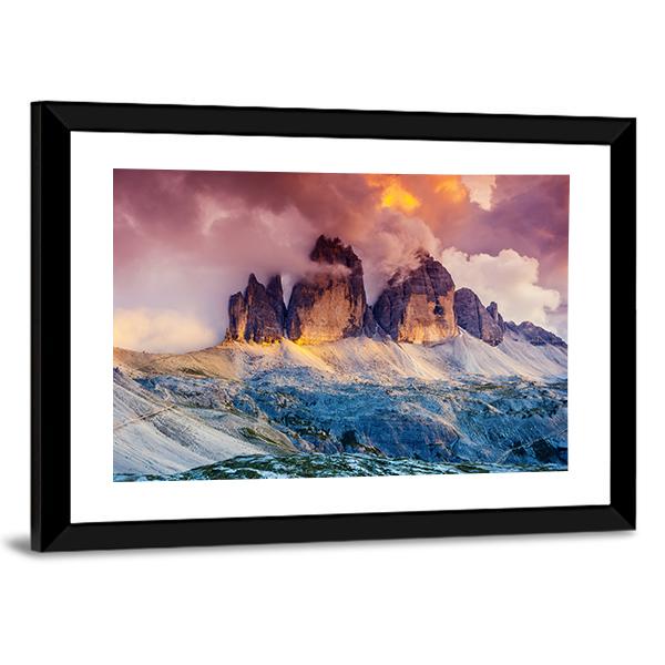 Majestic Fog On Mountain Rifugio Canvas Wall Art-3 Horizontal-Gallery Wrap-25" x 16"-Tiaracle