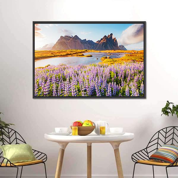 Majestic Lupine Flowers Canvas Wall Art-3 Horizontal-Gallery Wrap-25" x 16"-Tiaracle