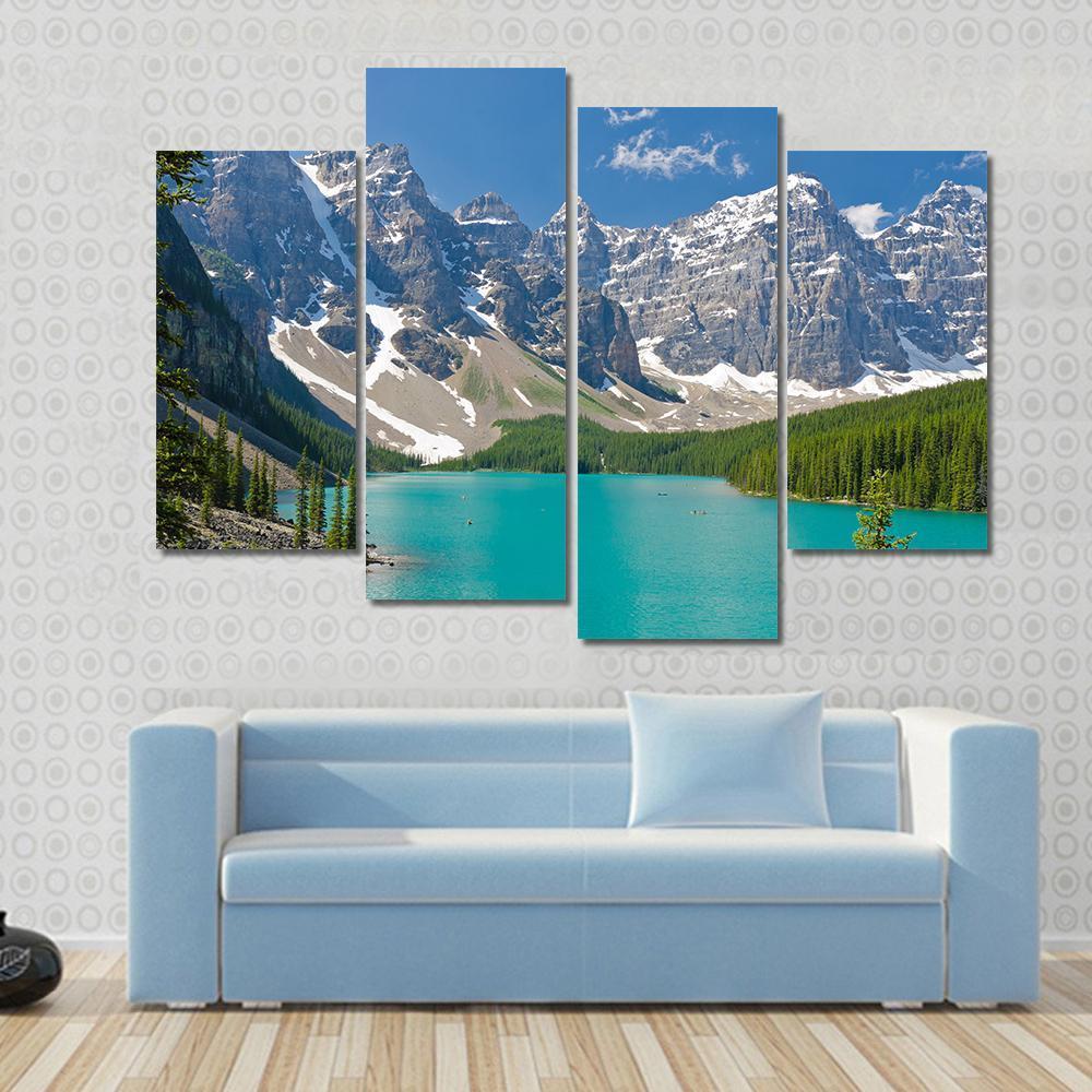 Majestic Moraine Lake Canvas Wall Art-4 Pop-Gallery Wrap-50" x 32"-Tiaracle