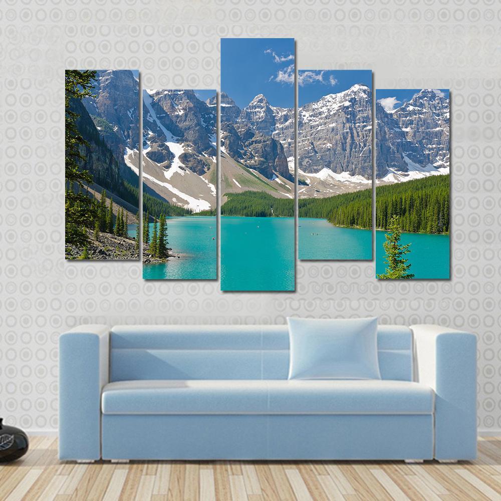Majestic Moraine Lake Canvas Wall Art-5 Pop-Gallery Wrap-47" x 32"-Tiaracle