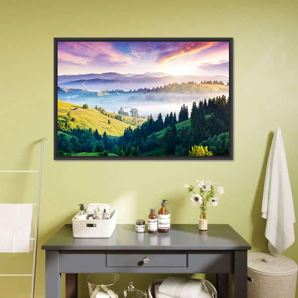 Majestic Mountain Landscape Canvas Wall Art-1 Piece-Floating Frame-24" x 16"-Tiaracle