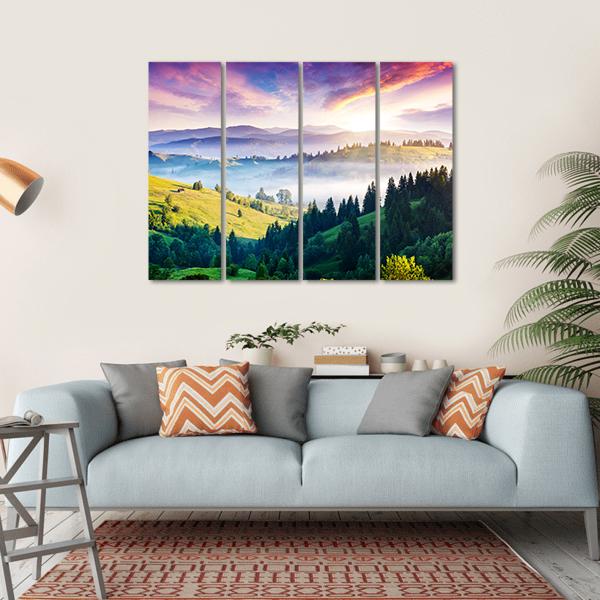 Majestic Mountain Landscape Canvas Wall Art-4 Horizontal-Gallery Wrap-34" x 24"-Tiaracle