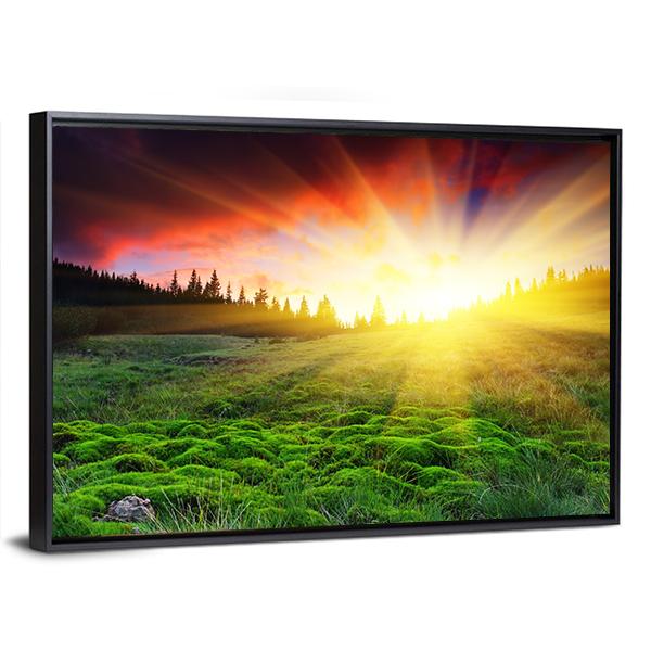 Majestic Sunset In Mountain Canvas Wall Art-3 Horizontal-Gallery Wrap-25" x 16"-Tiaracle