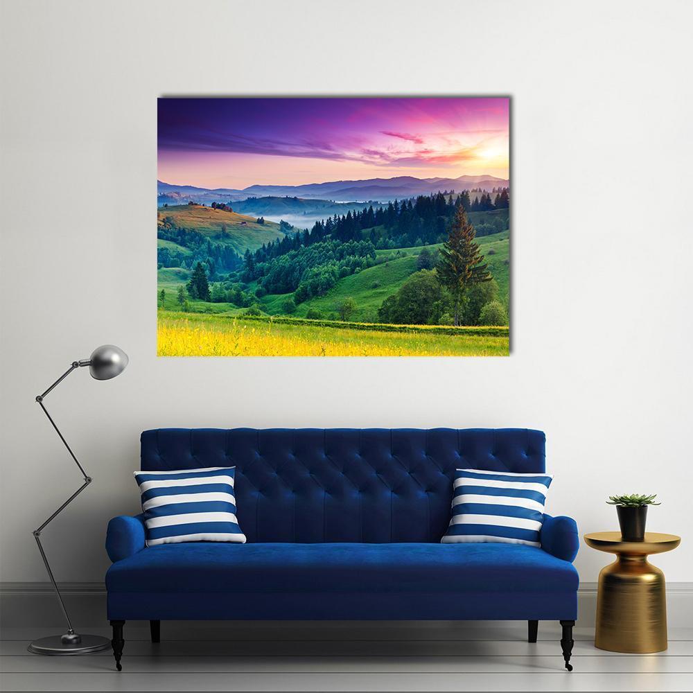 Majestic Sunset In Carpathian Canvas Wall Art-1 Piece-Gallery Wrap-36" x 24"-Tiaracle
