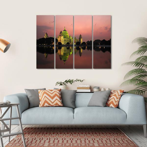 Victoria Memorial At Night Canvas Wall Art-4 Horizontal-Gallery Wrap-34" x 24"-Tiaracle