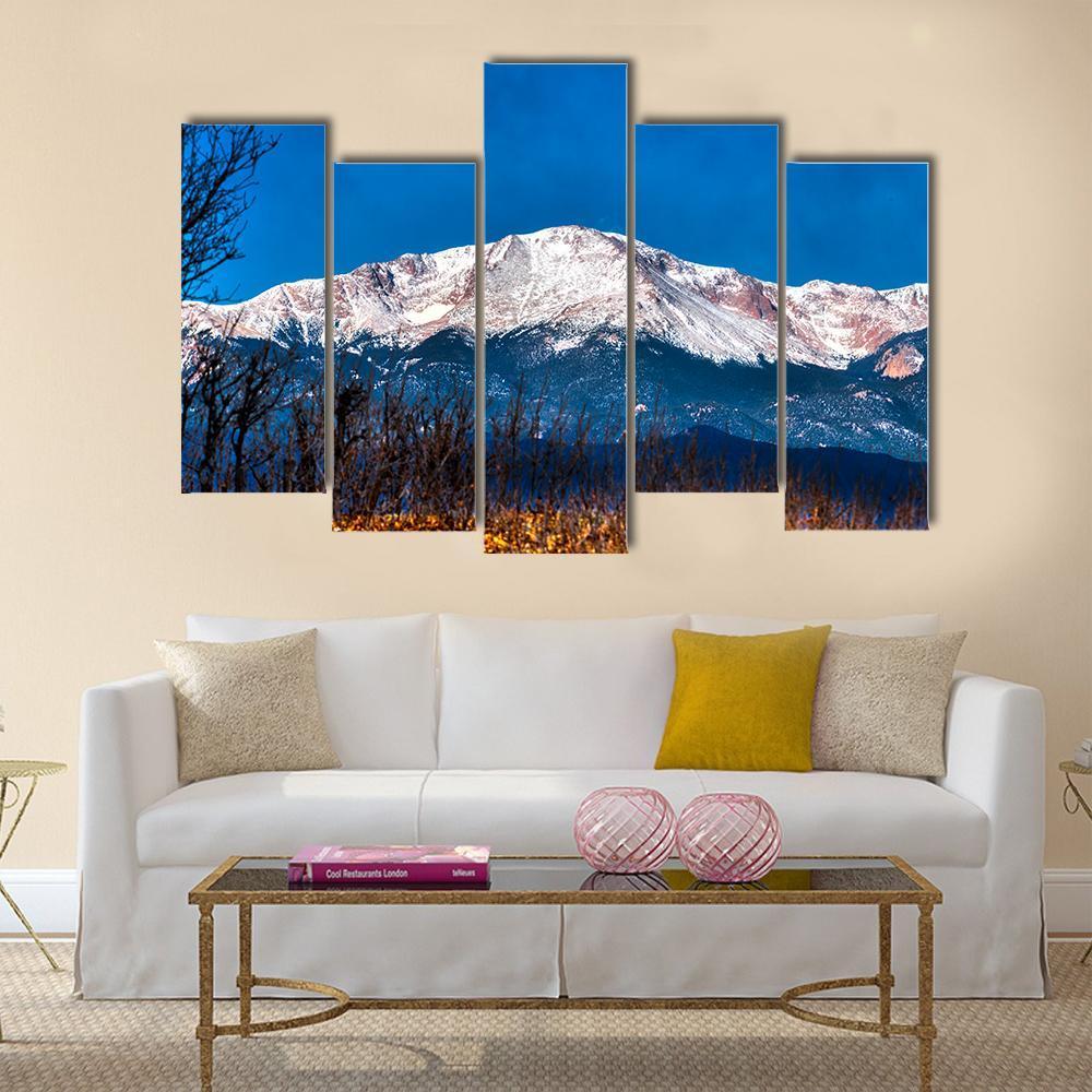 Pikes Peak In Colorado Canvas Wall Art-5 Pop-Gallery Wrap-32" x 21"-Tiaracle