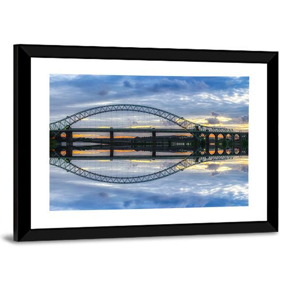 Major River Crossing Bridge Canvas Wall Art-3 Horizontal-Gallery Wrap-25" x 16"-Tiaracle