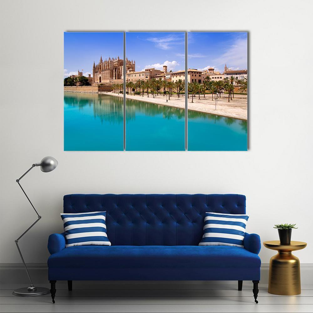 Majorca La Seu Cathedral Canvas Wall Art-3 Horizontal-Gallery Wrap-37" x 24"-Tiaracle