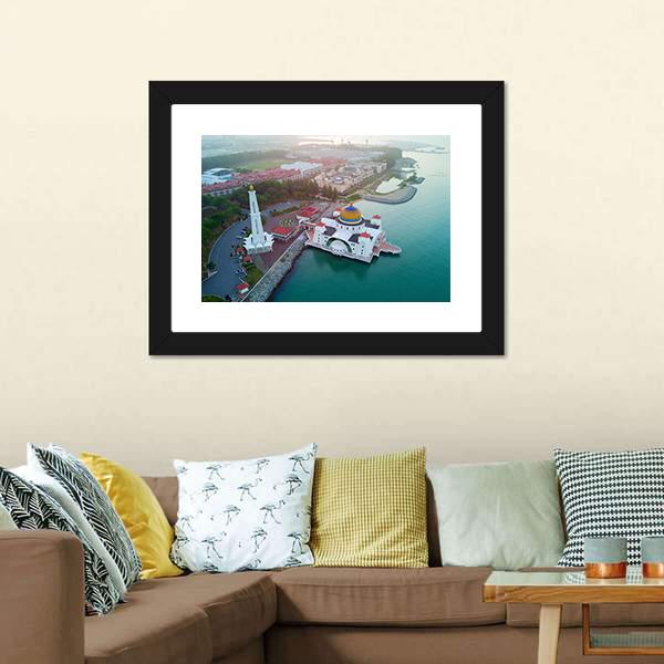 Malacca Straits Mosque Canvas Wall Art-3 Horizontal-Gallery Wrap-25" x 16"-Tiaracle