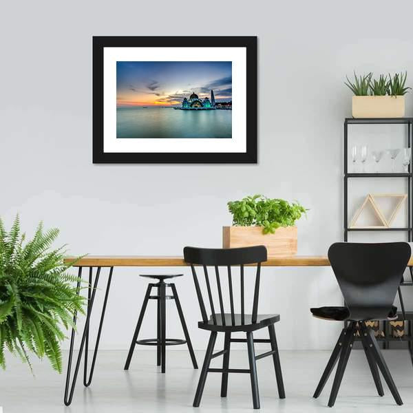 Malacca Straits Mosque Malaysia Canvas Wall Art-3 Horizontal-Gallery Wrap-25" x 16"-Tiaracle