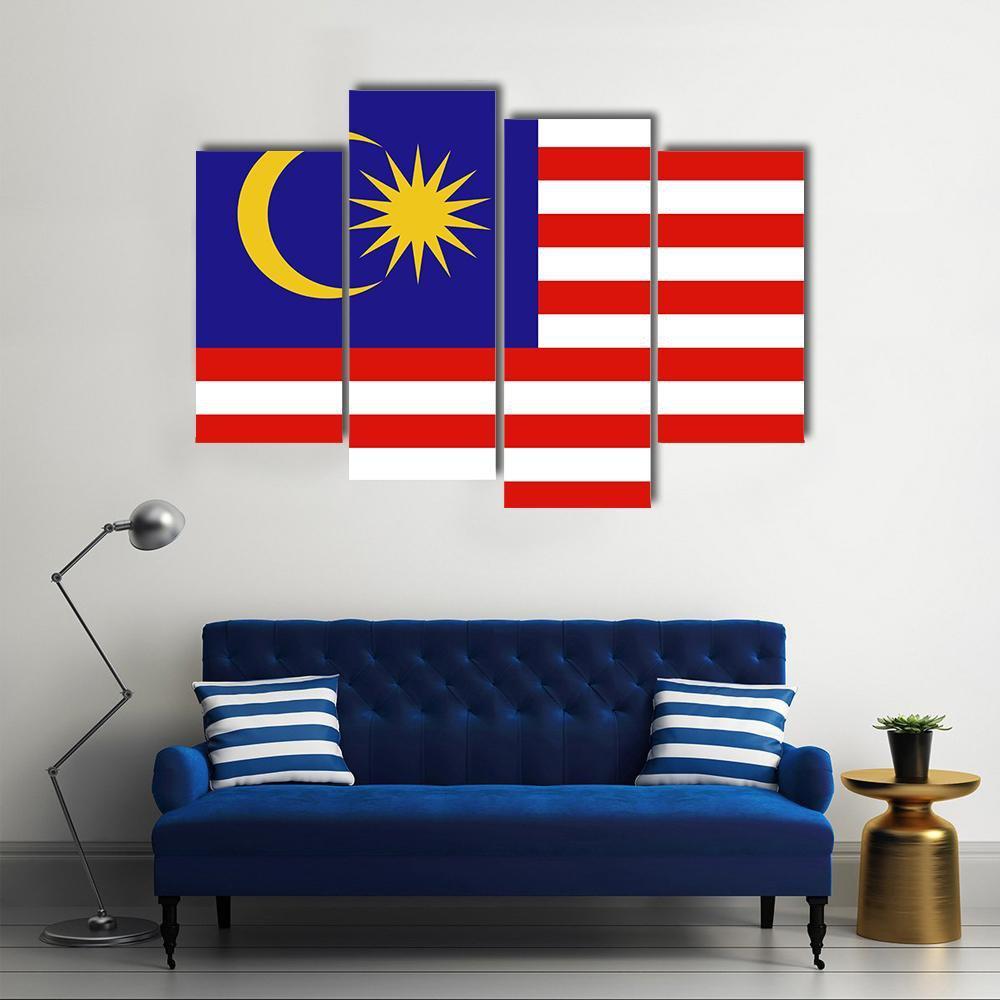 Flag Of Malaysia Canvas Wall Art-4 Pop-Gallery Wrap-50" x 32"-Tiaracle