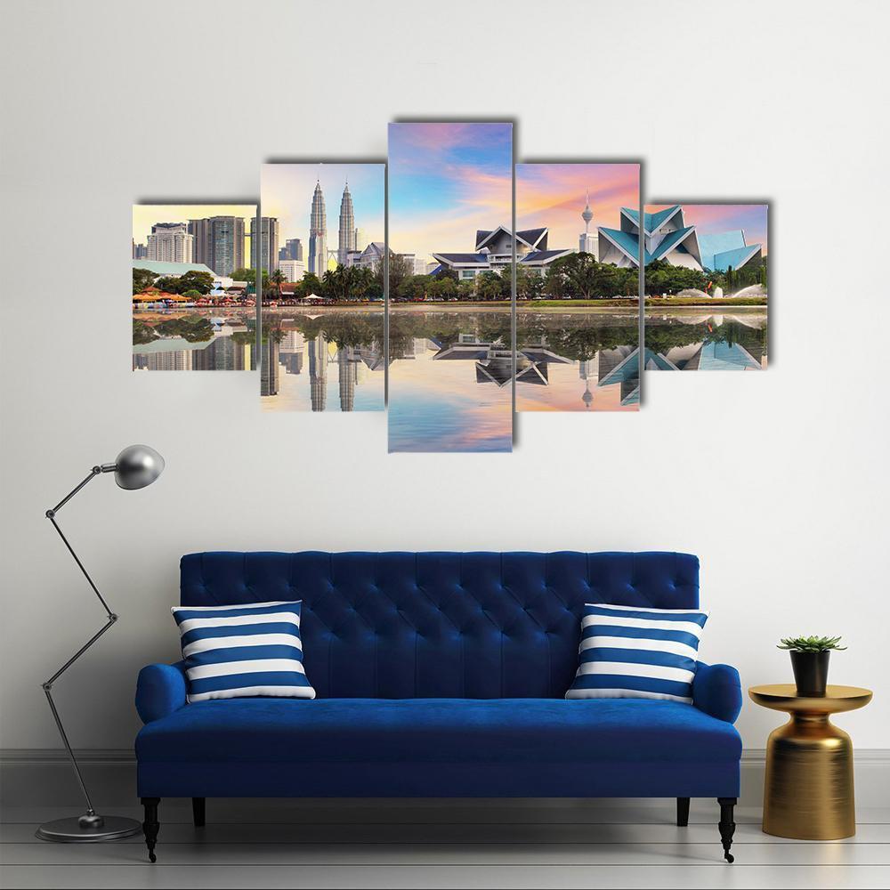 Malaysia Skyline Canvas Wall Art-5 Star-Gallery Wrap-62" x 32"-Tiaracle