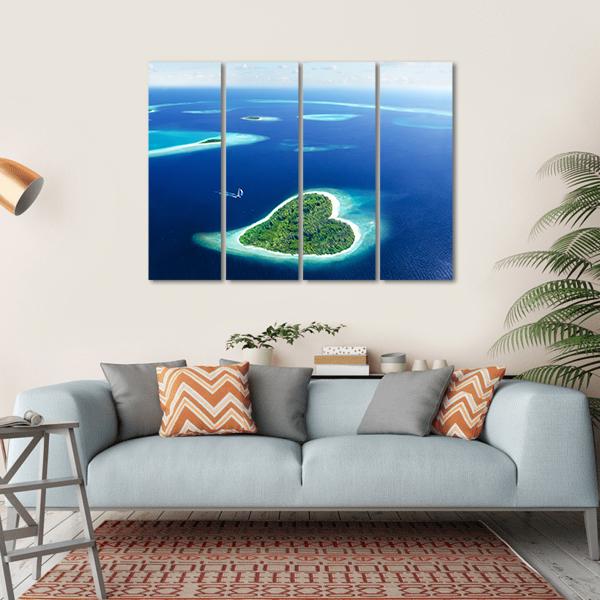 Heart Shaped Island Canvas Wall Art-4 Horizontal-Gallery Wrap-34" x 24"-Tiaracle