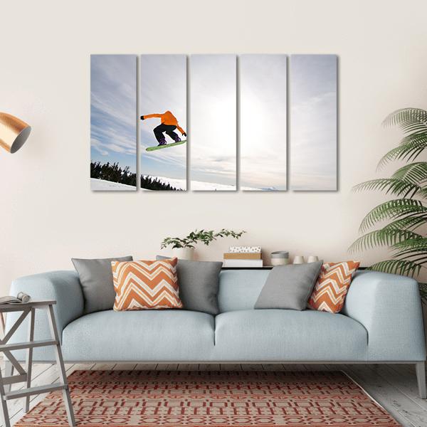 Male Snowboarder Canvas Wall Art-5 Horizontal-Gallery Wrap-22" x 12"-Tiaracle