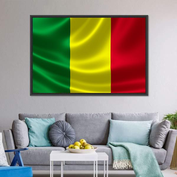 Waving Mali Flag Canvas Wall Art-3 Horizontal-Gallery Wrap-25" x 16"-Tiaracle