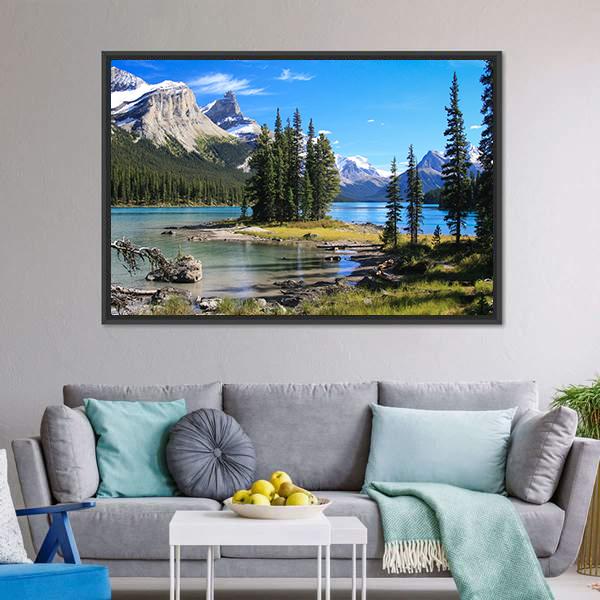 Maligne Lake Canvas Wall Art-3 Horizontal-Gallery Wrap-25" x 16"-Tiaracle