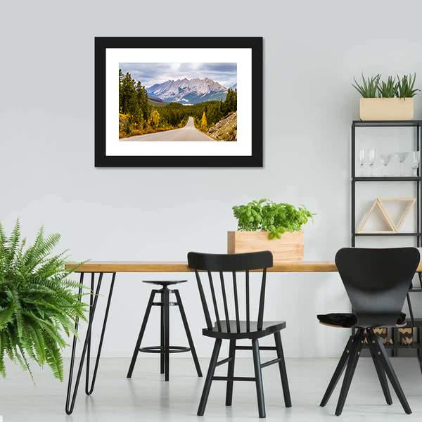 Maligne Lake Road Canvas Wall Art-3 Horizontal-Gallery Wrap-25" x 16"-Tiaracle