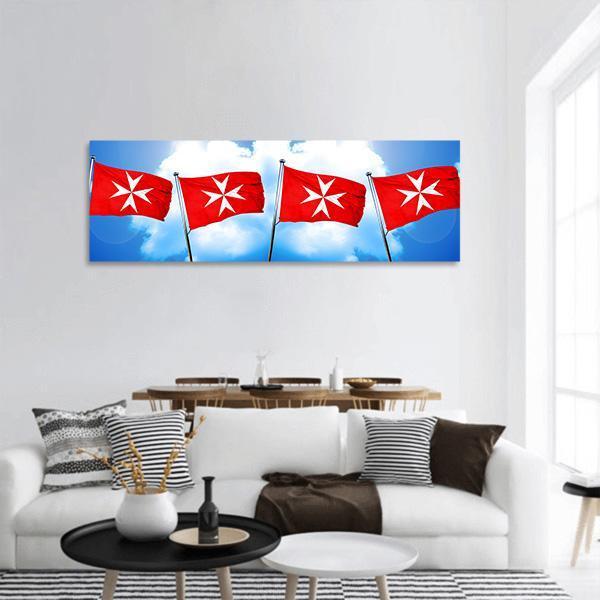 Malta Knights Flags Panoramic Canvas Wall Art-1 Piece-36" x 12"-Tiaracle