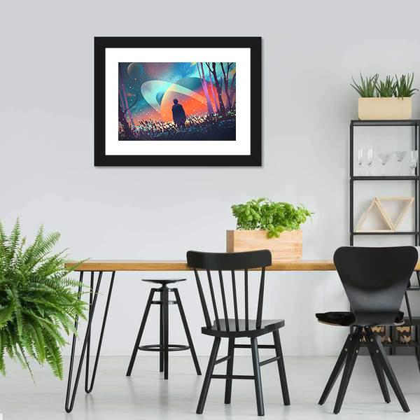Man In Fictional Planet Canvas Wall Art-3 Horizontal-Gallery Wrap-25" x 16"-Tiaracle
