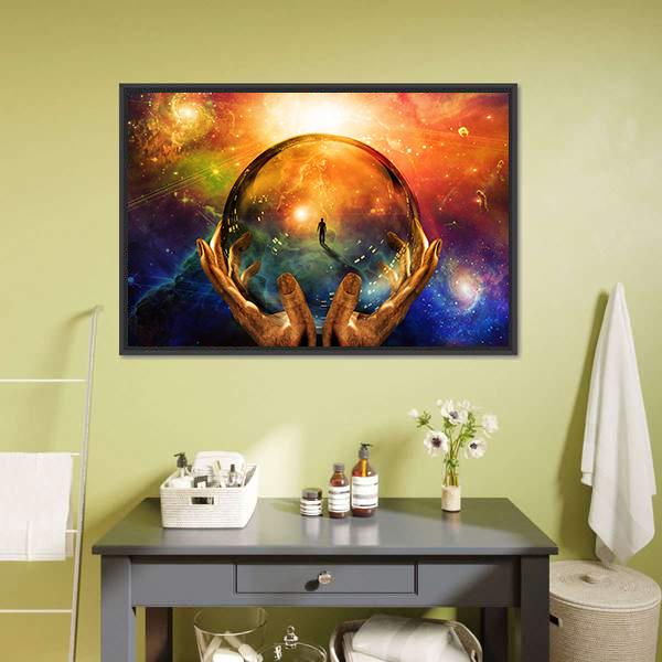 Man In Sphere Glass Canvas Wall Art-1 Piece-Floating Frame-24" x 16"-Tiaracle