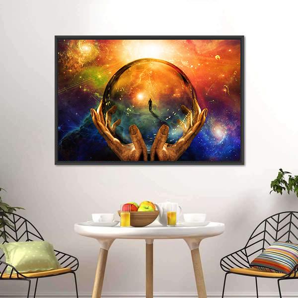 Man In Sphere Glass Canvas Wall Art-5 Horizontal-Gallery Wrap-22" x 12"-Tiaracle