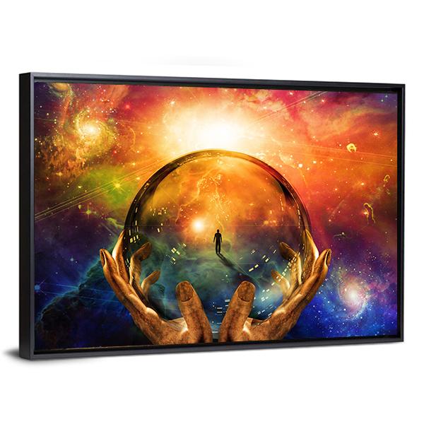 Man In Sphere Glass Canvas Wall Art-5 Horizontal-Gallery Wrap-22" x 12"-Tiaracle