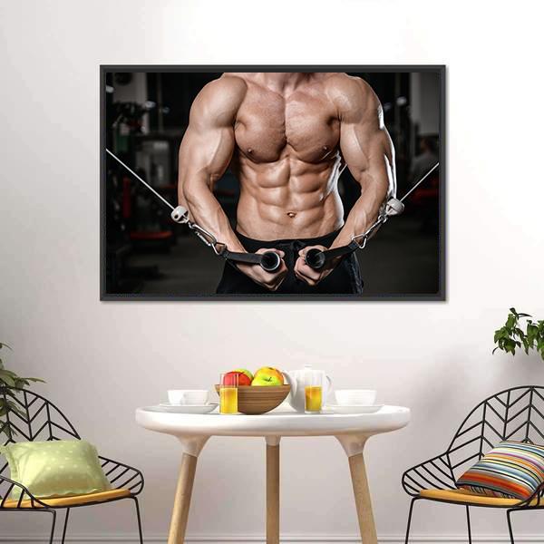 Man Training In Gym Canvas Wall Art-3 Horizontal-Gallery Wrap-25" x 16"-Tiaracle