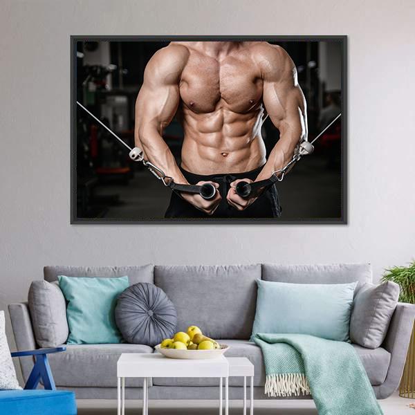 Man Training In Gym Canvas Wall Art-1 Piece-Floating Frame-24" x 16"-Tiaracle
