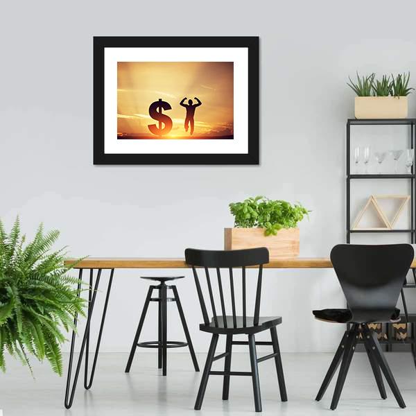 Man With Dollar Symbol Canvas Wall Art-3 Horizontal-Gallery Wrap-25" x 16"-Tiaracle
