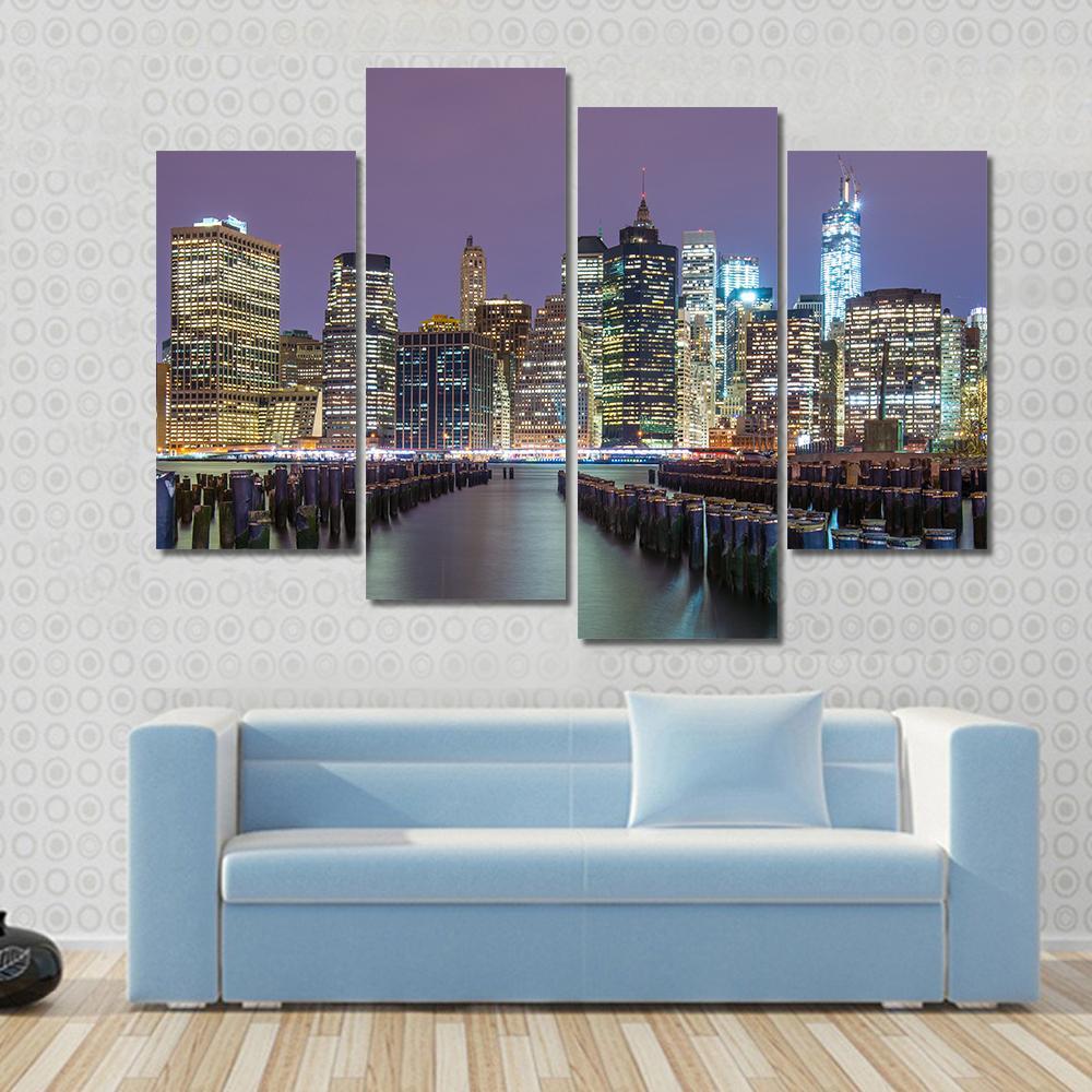 Lower Manhattan Skyline Canvas Wall Art-4 Pop-Gallery Wrap-50" x 32"-Tiaracle