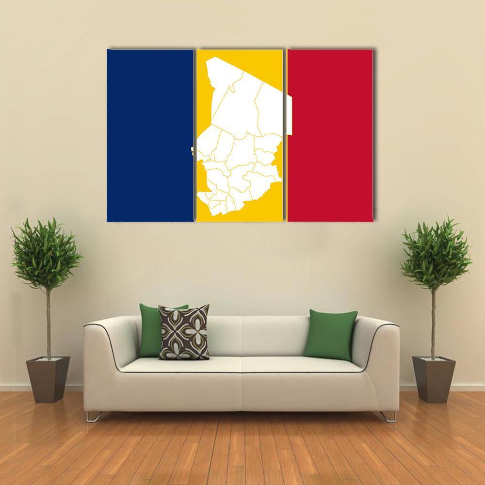 Map In Chad Flag Canvas Wall Art-3 Horizontal-Gallery Wrap-37" x 24"-Tiaracle