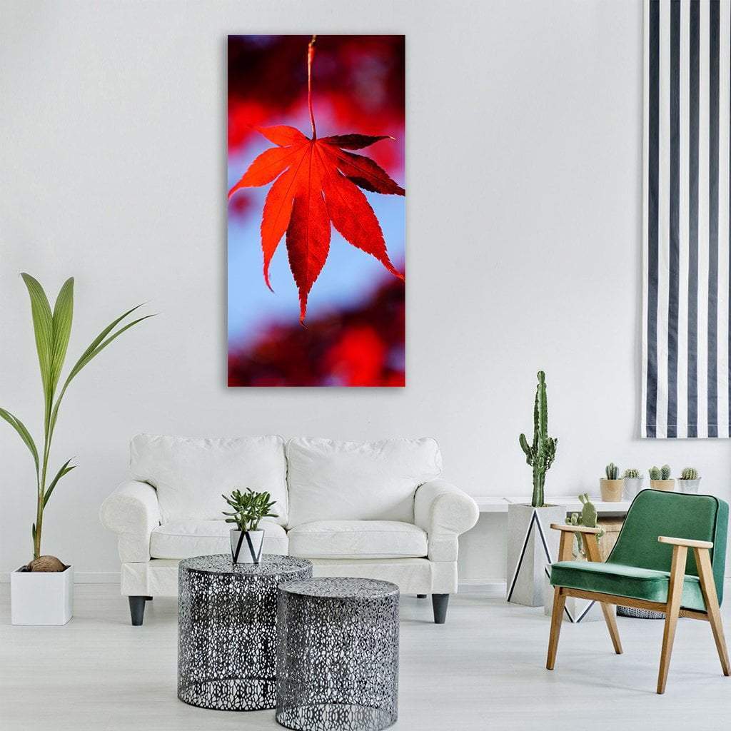 Maple Leave In Autumn Vertical Canvas Wall Art-1 Vertical-Gallery Wrap-12" x 24"-Tiaracle