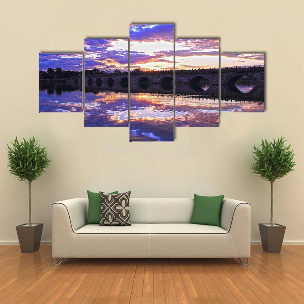 Marco Polo Bridge Beijing Canvas Wall Art-5 Star-Gallery Wrap-62" x 32"-Tiaracle