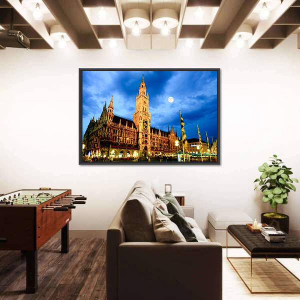 Marienplatz Plaza In Munich Canvas Wall Art-5 Horizontal-Gallery Wrap-22" x 12"-Tiaracle