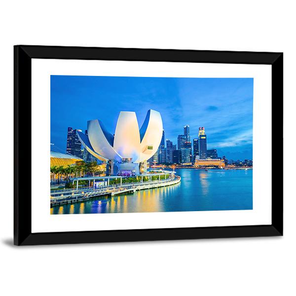 Marina Bay With Museum Canvas Wall Art-3 Horizontal-Gallery Wrap-25" x 16"-Tiaracle