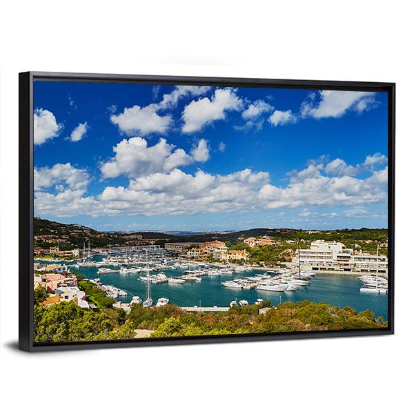 Marina Of Porto Cervo Canvas Wall Art-3 Horizontal-Gallery Wrap-25" x 16"-Tiaracle