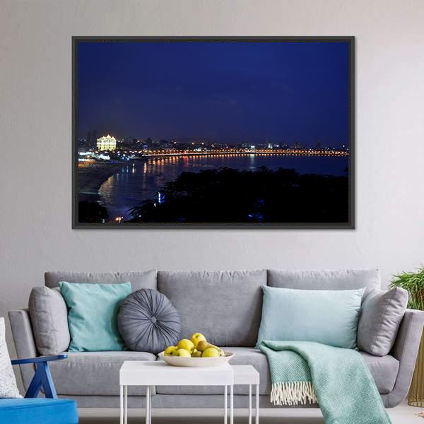 Marine Drive Mumbai Canvas Wall Art-3 Horizontal-Gallery Wrap-25" x 16"-Tiaracle
