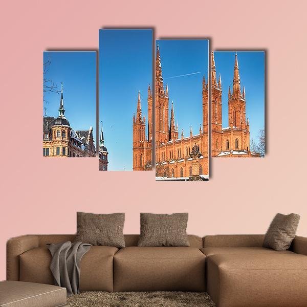 Market Church & Town Hall Canvas Wall Art-4 Pop-Gallery Wrap-50" x 32"-Tiaracle