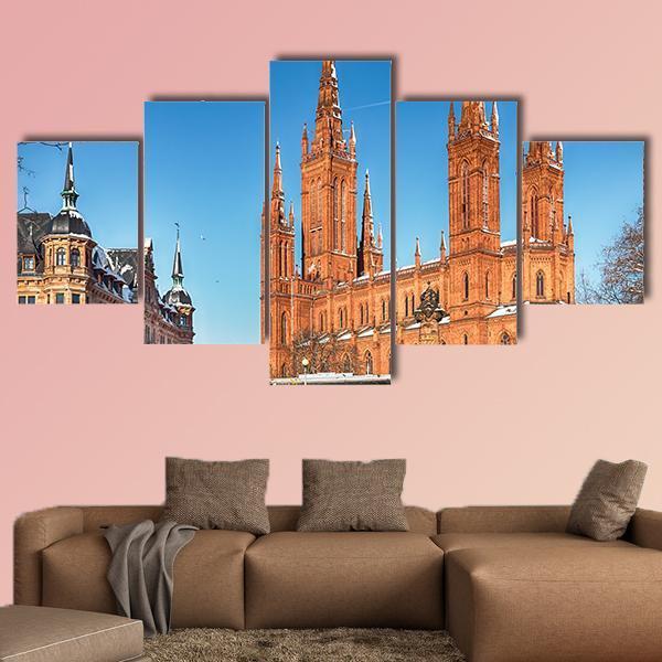 Market Church & Town Hall Canvas Wall Art-5 Star-Gallery Wrap-62" x 32"-Tiaracle