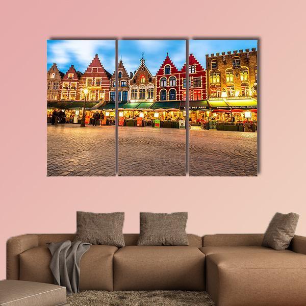 Market Square In Bruges Canvas Wall Art-3 Horizontal-Gallery Wrap-25" x 16"-Tiaracle
