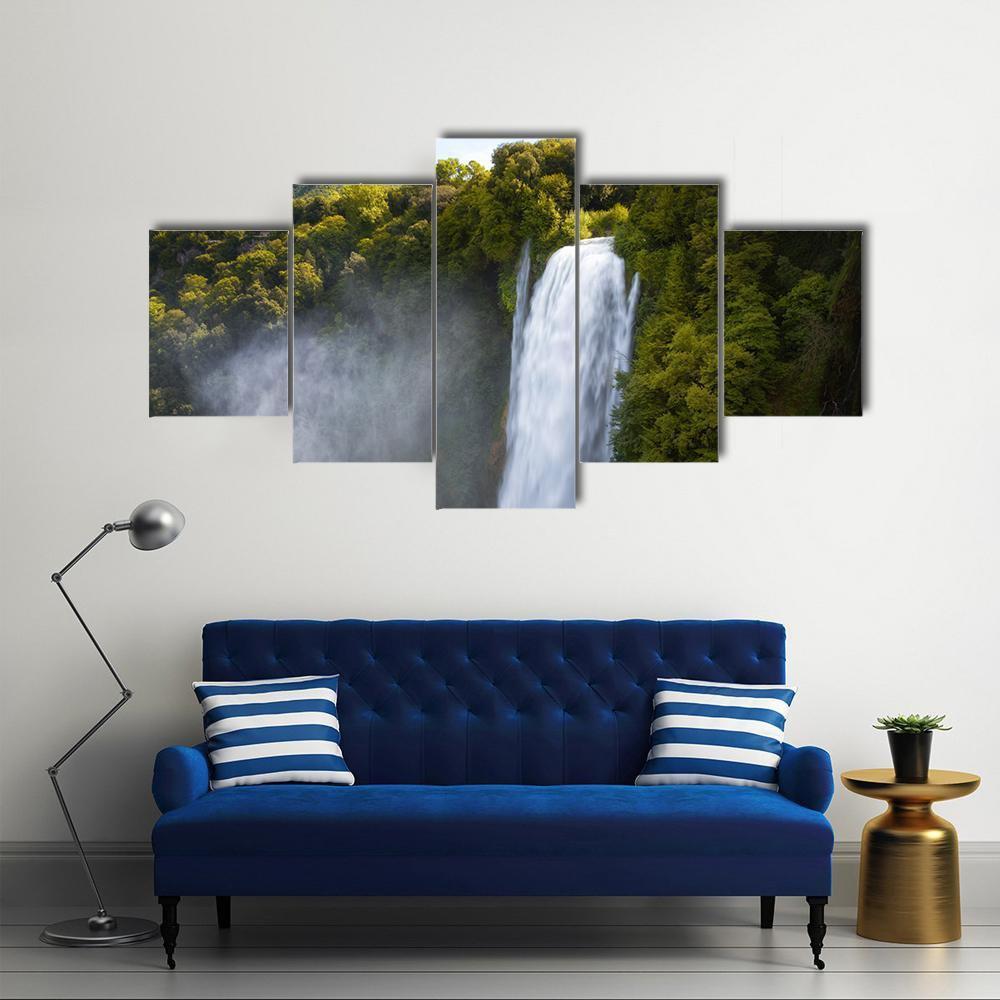Marmore Waterfalls Canvas Wall Art-5 Star-Gallery Wrap-62" x 32"-Tiaracle