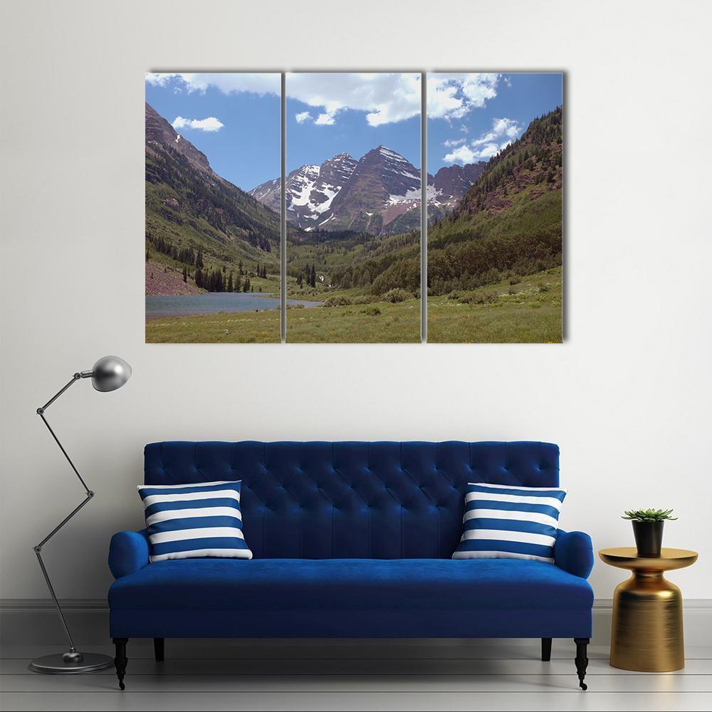 Maroon Bells Colorado Canvas Wall Art-3 Horizontal-Gallery Wrap-37" x 24"-Tiaracle
